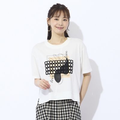 【Ｓ・Ｍサイズ】プリント＋レースデザインＴシャツ（７３１２３５２７）