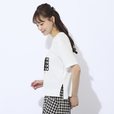 【Ｓ・Ｍサイズ】プリント＋レースデザインＴシャツ（７３１２３５２７）