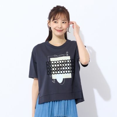 【Ｓ・Ｍサイズ】プリント＋レースデザインＴシャツ（７３１２３５２７）