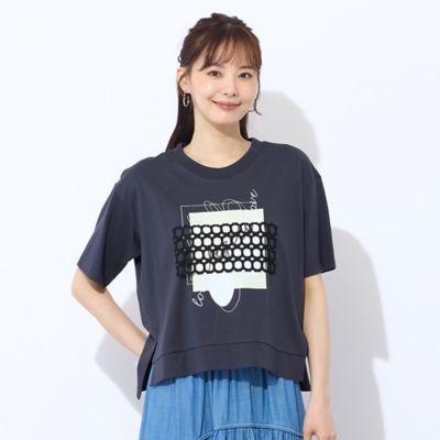 【Ｓ・Ｍサイズ】プリント＋レースデザインＴシャツ（７３１２３５２７）