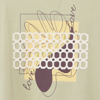 【Ｓ・Ｍサイズ】プリント＋レースデザインＴシャツ（７３１２３５２７）