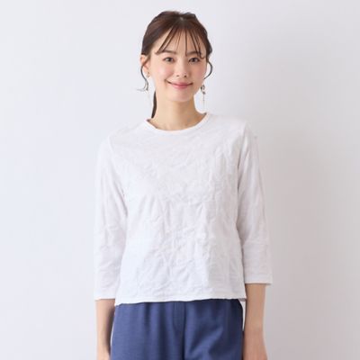 ＜Liliane Burty Eclat (Women/小さいサイズ) ＞【アンサンブル対応／Ｓ・Ｍサイズ】ウォッシャブル綿ジャカードＴシャツ（７３１２３５５１）