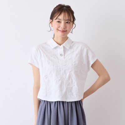 ＜Liliane Burty Eclat (Women/小さいサイズ) ＞【Ｓ・Ｍサイズ】ウォッシャブル綿ジャカードＴシャツ（７３１２３５５２）