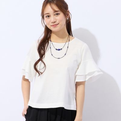＜Liliane Burty Eclat (Women/小さいサイズ) ＞【洗える】フリルスリーブＴシャツ（７３１２３６０５）