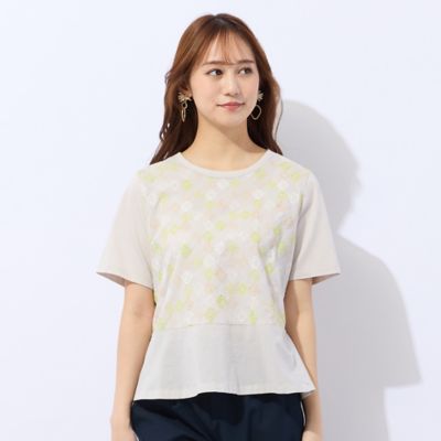 ＜Liliane Burty Eclat (Women/小さいサイズ) ＞【洗える】ローンワッシャー刺繍Ｔシャツ（７３１２３６０６）