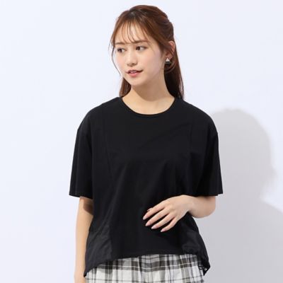 ショルダー配色Tシャツ 洗える】メッシュ配色デザインTシャツ（73123655） | Liliane