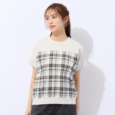 ＜Liliane Burty Eclat (Women/小さいサイズ) ＞【洗える】コットン先染めチェック×カットソーＴシャツ（７３１２３６６２）