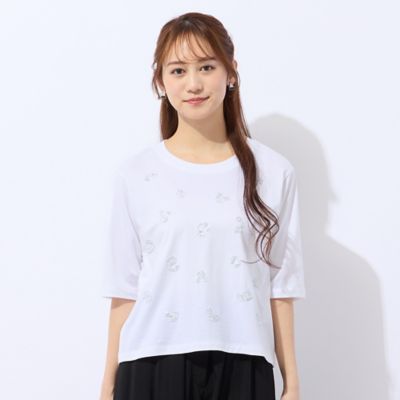 ＜Liliane Burty Eclat (Women/小さいサイズ) ＞【洗える・接触冷感】スパンコール刺繍Ｔシャツ（７３１２３６６３）
