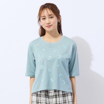 洗える・接触冷感】スパンコール刺繍Tシャツ（73123663