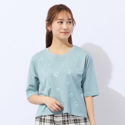 洗える・接触冷感】スパンコール刺繍Tシャツ（73123663