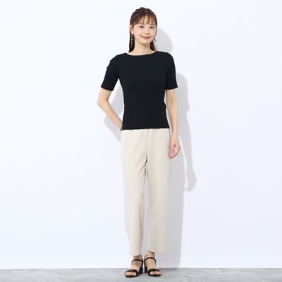 【Ｓ・Ｍサイズ】ラメリブジャージー　半袖Ｔシャツ（ブラック）（７３１２４５５１Ａ）