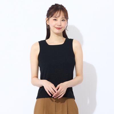＜Liliane Burty Eclat (Women/小さいサイズ) ＞【Ｓ・Ｍサイズ】ラメリブジャージー　タンクトップ（ブラック）（７３１２４５５２Ａ）