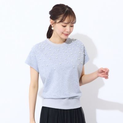 ＜Liliane Burty Eclat (Women/小さいサイズ) ＞【Ｓ・Ｍサイズ】裏毛　パール加工シャツ（７３１２４５５３）