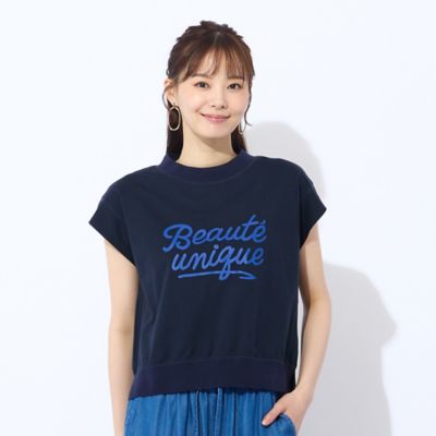【洗える】リブ使い裏毛ロゴプリントＴシャツ（７３１２４５６２）