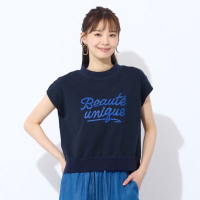【洗える】リブ使い裏毛ロゴプリントＴシャツ（７３１２４５６２）