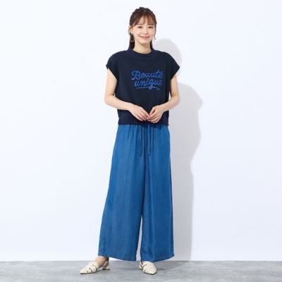 【洗える】リブ使い裏毛ロゴプリントＴシャツ（７３１２４５６２）