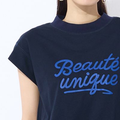 【洗える】リブ使い裏毛ロゴプリントＴシャツ（７３１２４５６２）