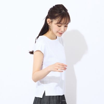 ＜Liliane Burty Eclat (Women/小さいサイズ) ＞【洗える】前身二重仕立てフレンチスリーブＴシャツ（７３１２４５６３）