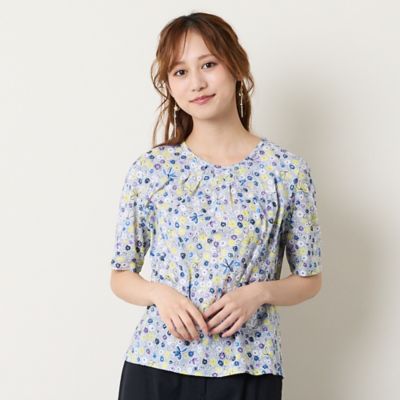 洗える】綿100％フラワープリントTシャツ（73124607