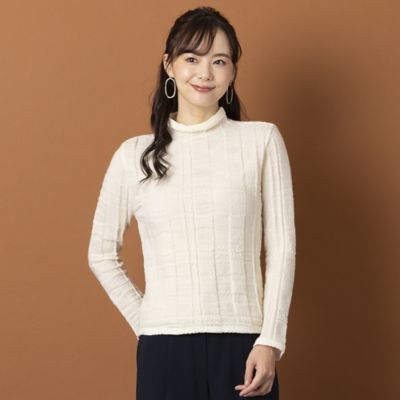 ＜Liliane Burty Eclat (Women/小さいサイズ) ＞【Ｓ・Ｍサイズ】ウォッシャブルウール　格子ボトルネックＴシャツ（７３１２５３６１）