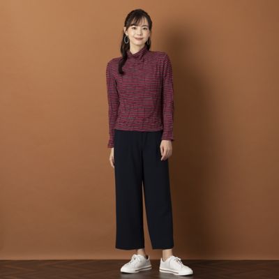 【Ｓ・Ｍサイズ】ウォッシャブルウール　ボーダーボトルネックＴシャツ（７３１２５３６２）