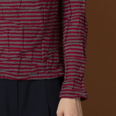 【Ｓ・Ｍサイズ】ウォッシャブルウール　ボーダーボトルネックＴシャツ（７３１２５３６２）
