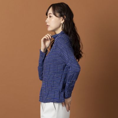 【Ｓ・Ｍサイズ】ウォッシャブルウール　ボーダーボトルネックＴシャツ（７３１２５３６２）