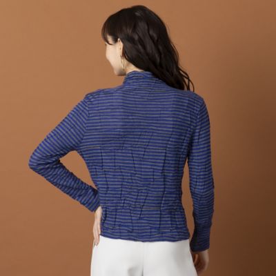【Ｓ・Ｍサイズ】ウォッシャブルウール　ボーダーボトルネックＴシャツ（７３１２５３６２）