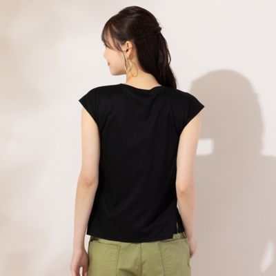 【Ｓ・Ｍサイズ】裾レース切替　スムース無地Ｔシャツ（７３１２５４０１）
