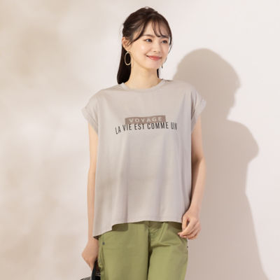 ＜Liliane Burty Eclat (Women/小さいサイズ) ＞【Ｓ・Ｍサイズ】綿１００％　フレアシルエットロゴＴシャツ（７３１２５４０７）