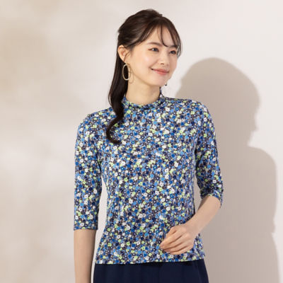 ＜Liliane Burty Eclat (Women/小さいサイズ) ＞【Ｓ・Ｍサイズ】小花プリント　ハイネックＴシャツ（７３１２５４２１）