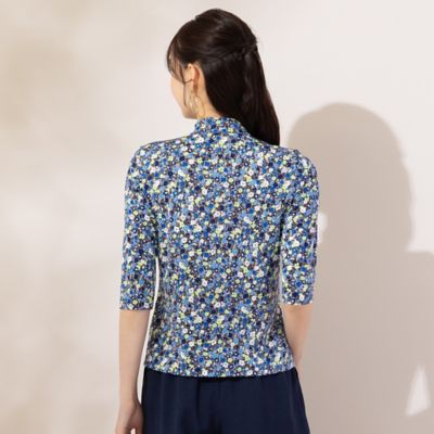 【Ｓ・Ｍサイズ】小花プリント　ハイネックＴシャツ（７３１２５４２１）
