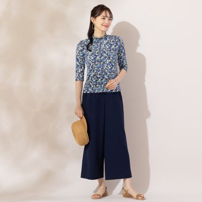 【Ｓ・Ｍサイズ】小花プリント　ハイネックＴシャツ（７３１２５４２１）
