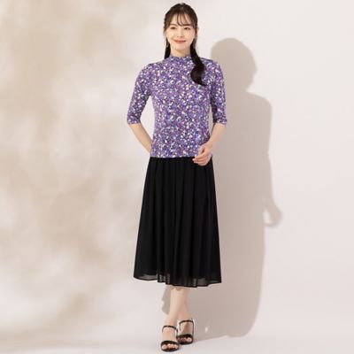 【Ｓ・Ｍサイズ】小花プリント　ハイネックＴシャツ（７３１２５４２１）