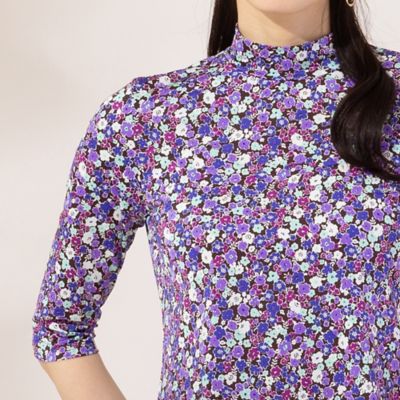 【Ｓ・Ｍサイズ】小花プリント　ハイネックＴシャツ（７３１２５４２１）
