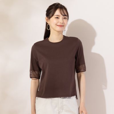 【Ｓ・Ｍサイズ】綿天竺×チェッカーレース　Ｔシャツ（７３１２５４５１）