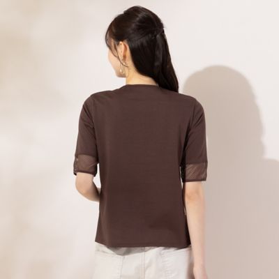 【Ｓ・Ｍサイズ】綿天竺×チェッカーレース　Ｔシャツ（７３１２５４５１）