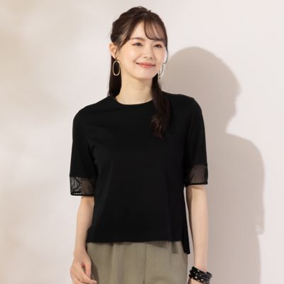 【Ｓ・Ｍサイズ】綿天竺×チェッカーレース　Ｔシャツ（７３１２５４５１）