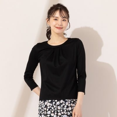 ＜Liliane Burty Eclat (Women/小さいサイズ) ＞【Ｓ・Ｍサイズ】再生繊維（セルロース）綿スムース　タックＴシャツ（７３１２５４６１）