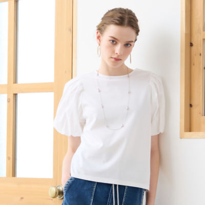 ＜Liliane Burty Eclat (Women/小さいサイズ) ＞【Ｓ・Ｍサイズ】袖バルーン切替　プルオーバーＴシャツ（７３１２５４６５）