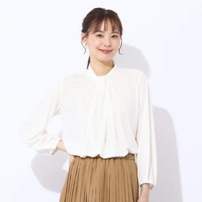 ＜Liliane Burty Eclat (Women/小さいサイズ) ＞【洗える・接触冷感】ボウタイ風プルオーバーＴシャツ（７３１２５５０１）