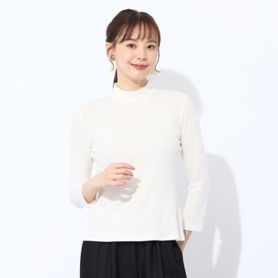 リリアンビューティ エクラ（Liliane Burty ECLAT）/【洗える・接触冷感】綿100％ハイネック　七分袖Tシャツ 洗える・接触冷感】綿100％ハイネック 七分袖Tシャツ