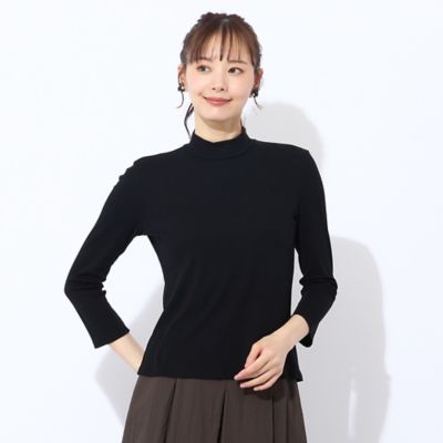 Liliane Burty Eclat (Women/小さいサイズ) /リリアンビューティ エクラ 綿100%ハイネック 七分袖Tシャツ(73125551) クロ トップス【三越伊勢丹/公式】