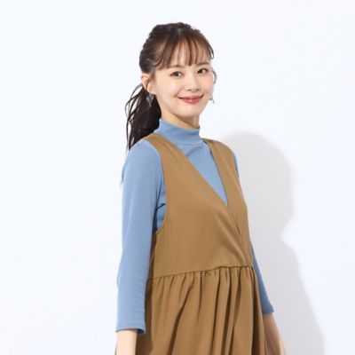 Liliane Burty Eclat (Women/小さいサイズ) /リリアンビューティ エクラ 綿100%ハイネック 七分袖Tシャツ(73125551) アオ トップス【三越伊勢丹/公式】