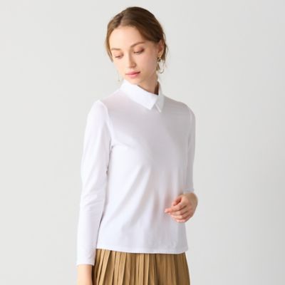 ＜Liliane Burty Eclat (Women/小さいサイズ) ＞【洗える】衿付きベア天竺Ｔシャツ（７３１２５５５６）