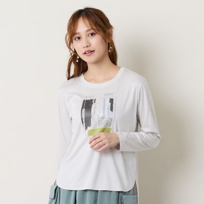洗える】スムースプリント長袖Tシャツ（73125651） | Liliane