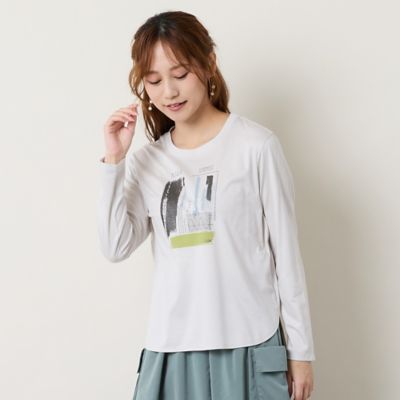 洗える】スムースプリント長袖Tシャツ（73125651） | Liliane