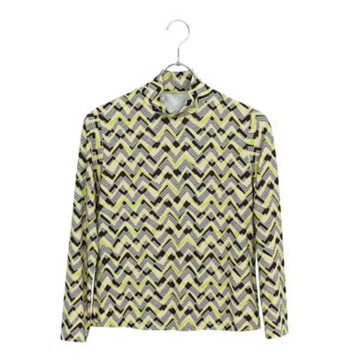【Ｓ・Ｍサイズ】フランス製素材　幾何プリントハイネックＴシャツ（７３１２６４０１）