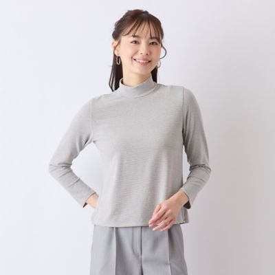 ＜Liliane Burty Eclat (Women/小さいサイズ) ＞【Ｓ・Ｍサイズ】人気につき追加！ベア天竺細ボーダー　ハイネックＴシャツ（７３１２６４０７Ａ）