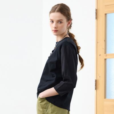 【Ｃｈａｒｍｅ　ｐａｒ　Ｅｃｌａｔ】異素材使いデザインＴシャツ（７３１２６４６６）